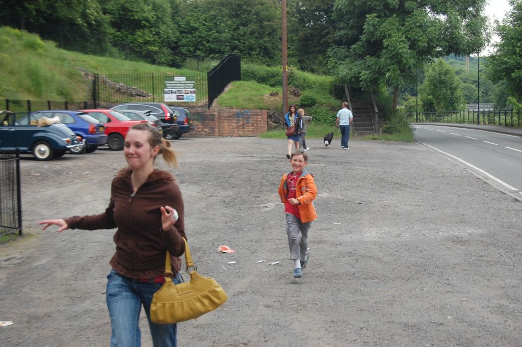 Henry chasing Lindsey, Ironbridge