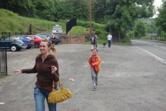 Henry chasing Lindsey, Ironbridge